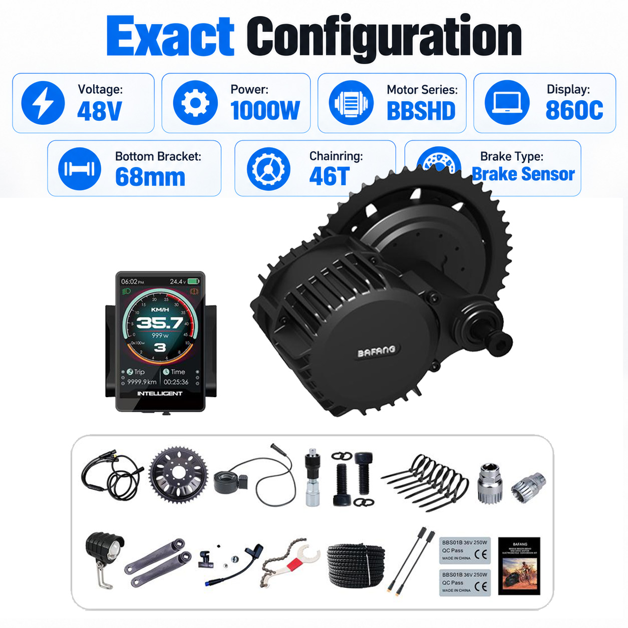 مجموعة محرك BAFANG 48V 1000W B - مراجعة Mid Drive Conversion Kit 1000W وسعره